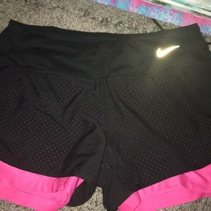 Black Nike Shorts with Fuchsia Spandex Built In